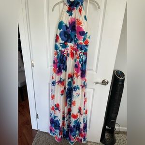 Women’s long floral halter neck dress